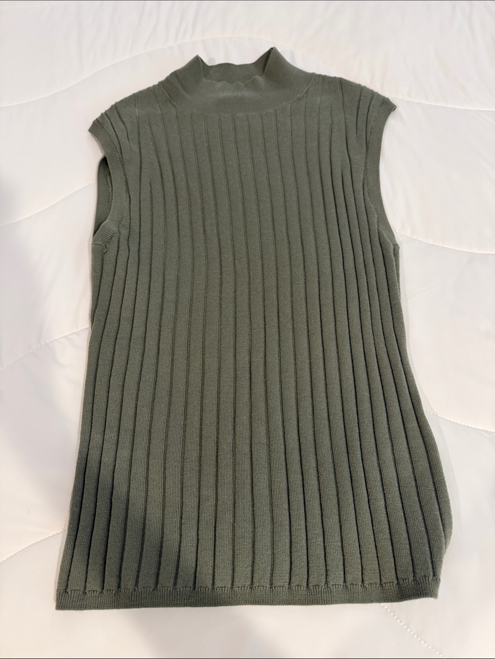 Banana Republic Ribbed Sleeveless Mock Neck Tank - Olive
